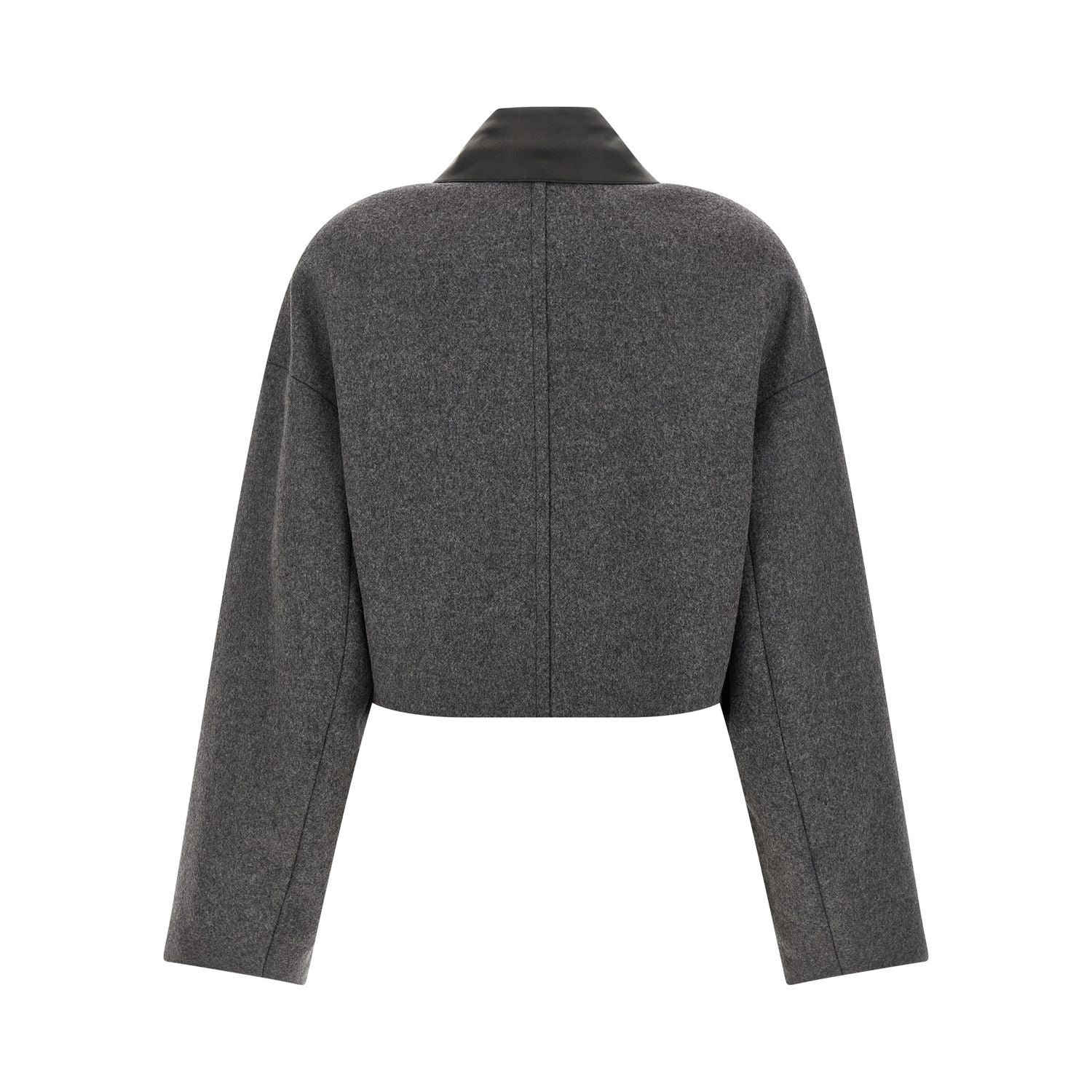Sportmax Gray Virgin Wool Full-Length Jacket