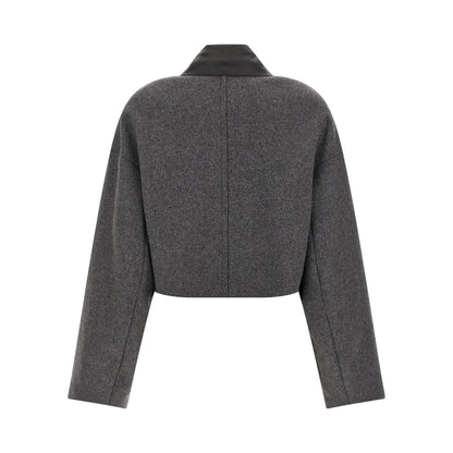 Sportmax Gray Virgin Wool Full-Length Jacket