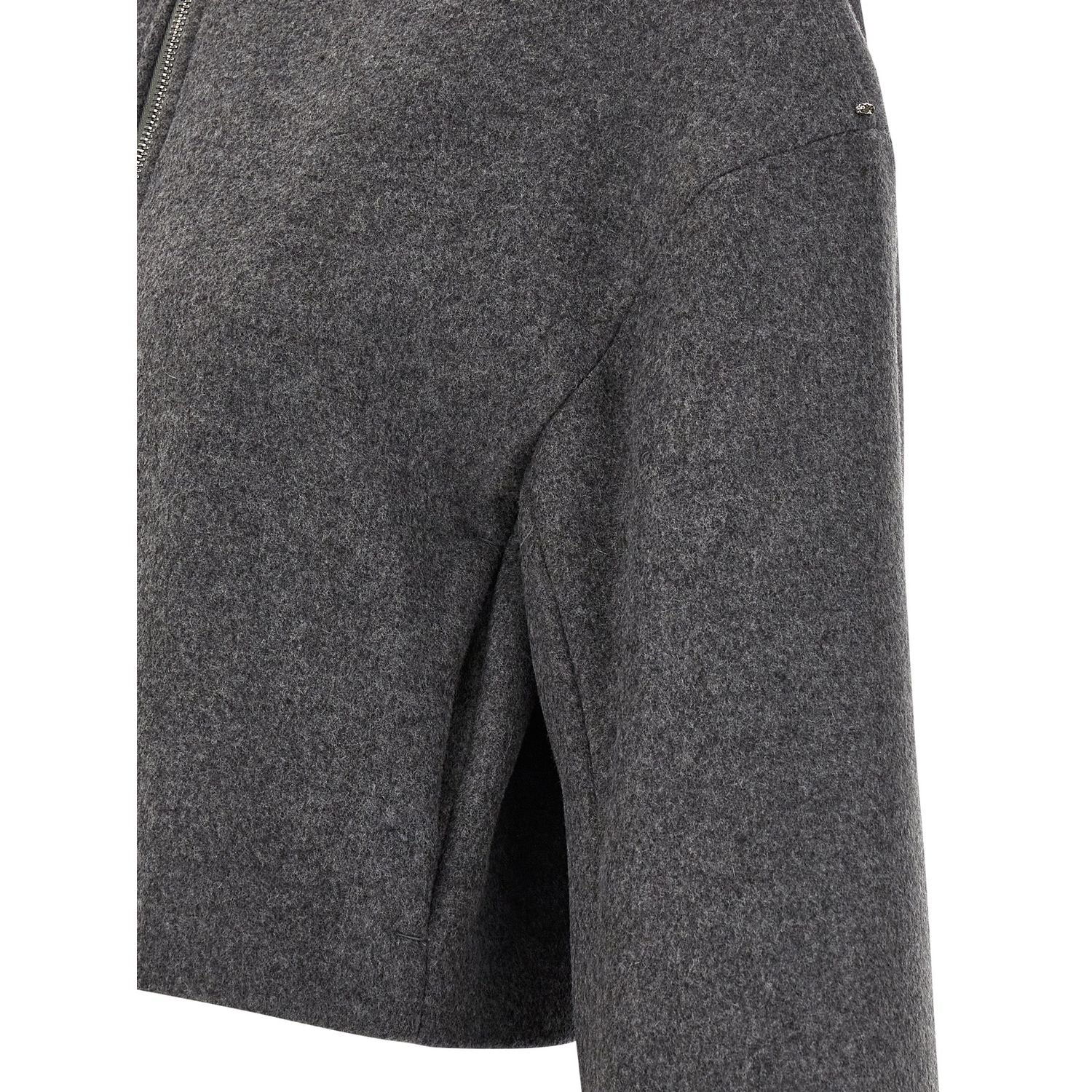 Sportmax Gray Virgin Wool Full-Length Jacket