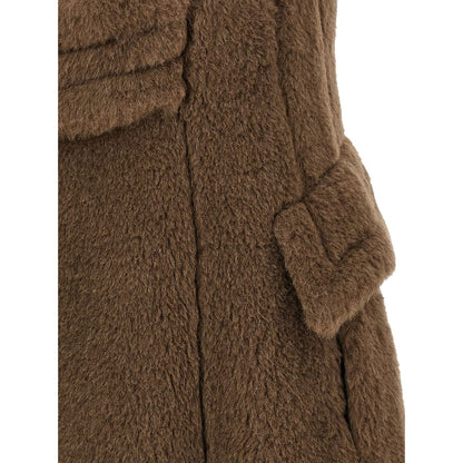 Max Mara Brown Alpaca Leather Coat