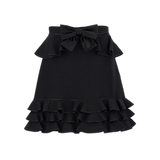 Valentino Garavani Black Virgin Wool Long Skirt