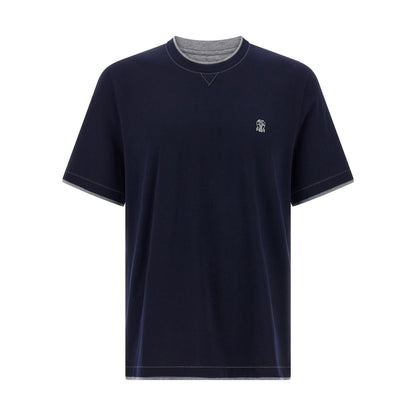Brunello Cucinelli Blue Cotton T-Shirt