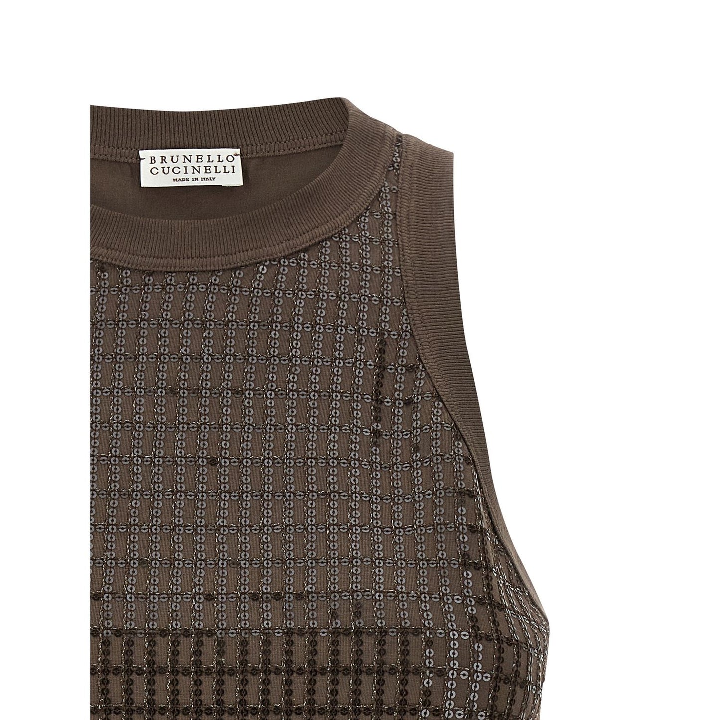 Brunello Cucinelli Brown Cotton Tank Tops