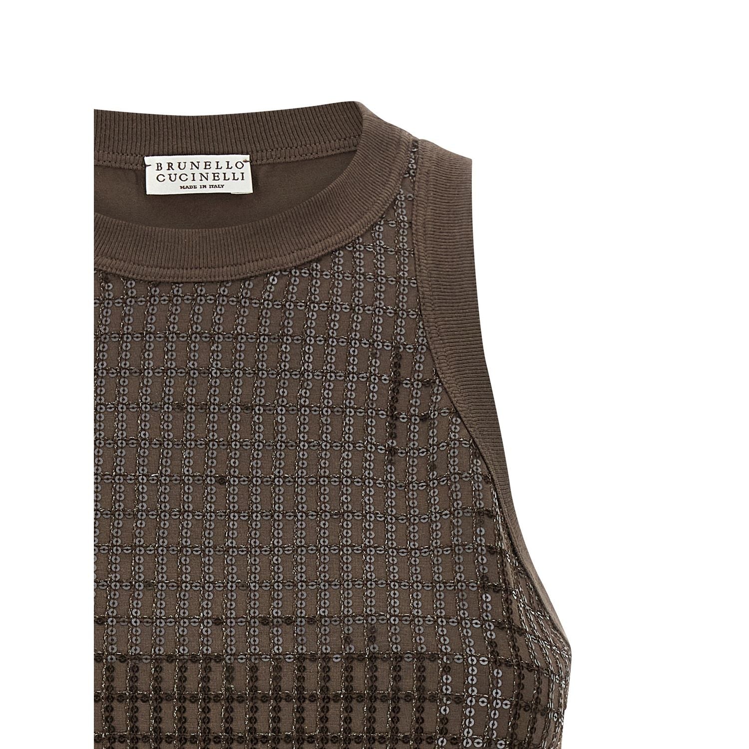 Brunello Cucinelli Brown Cotton Tank Tops