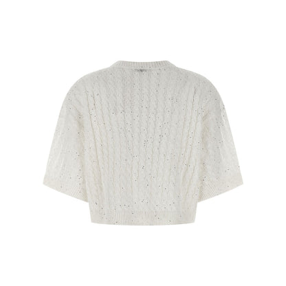 Brunello Cucinelli White Linen Cardigan