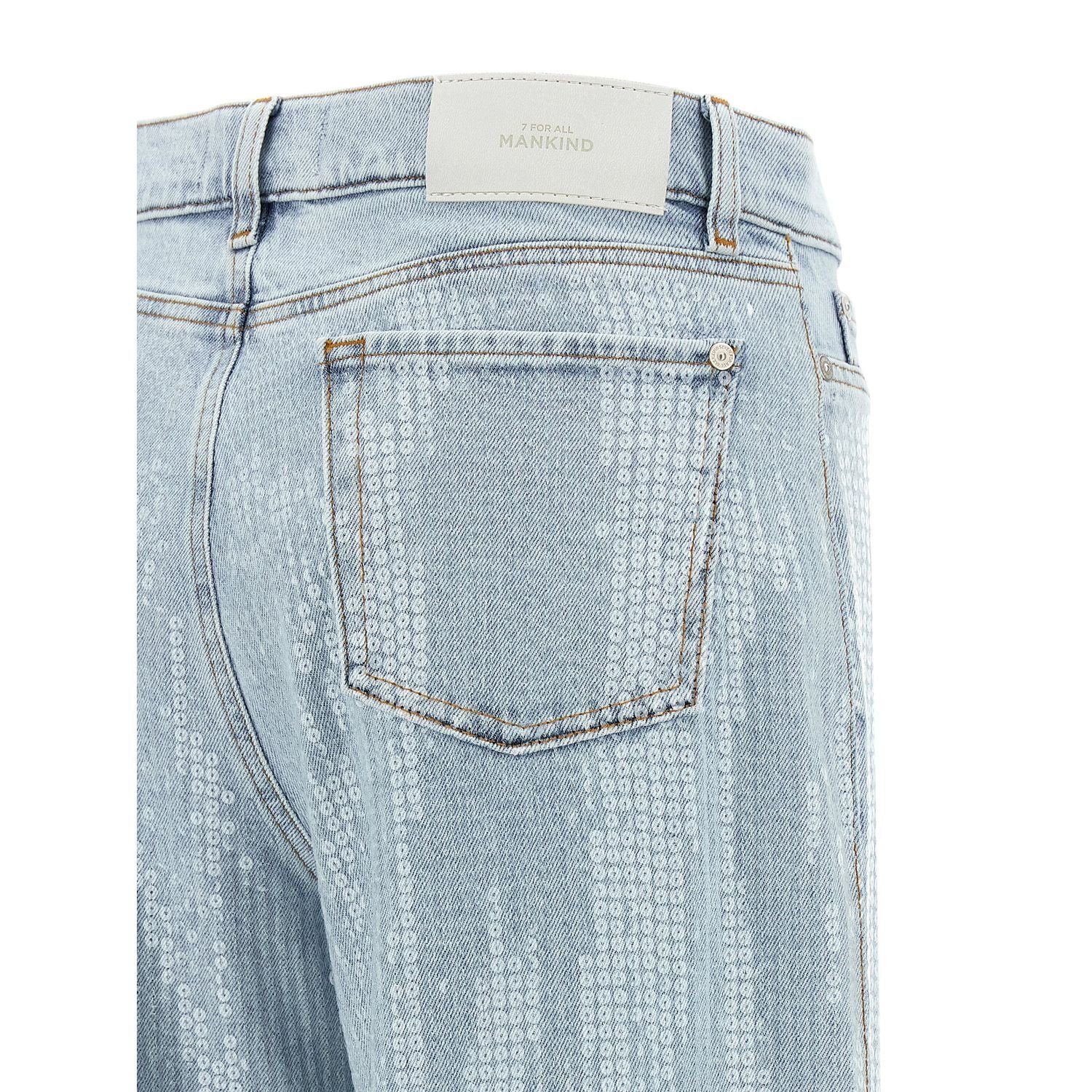 7 For All Mankind Blue Cotton Flared Jeans