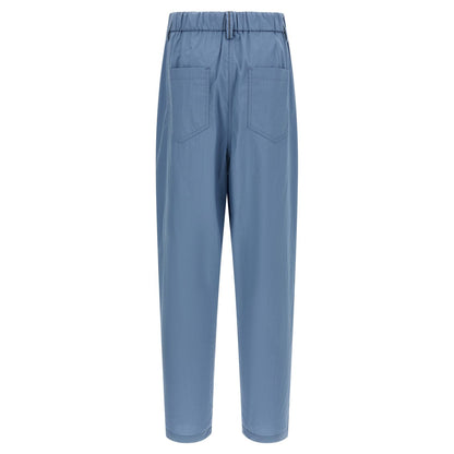 Brunello Cucinelli Blue Cotton Casual Pants