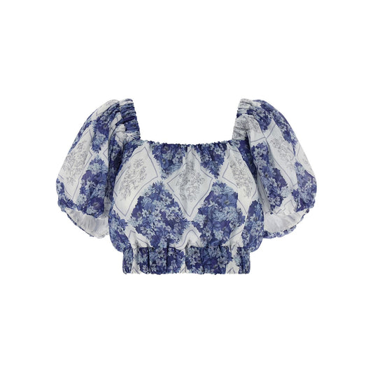 Twinset Blue Ramie Blouse