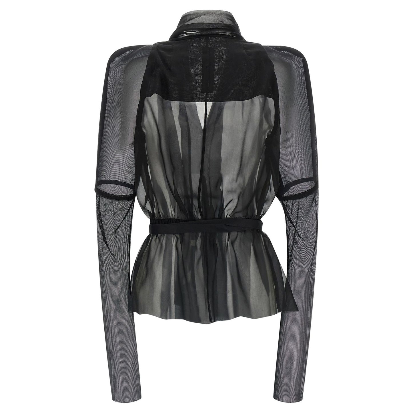 Rick Owens Black Silk Full-Length Jacket