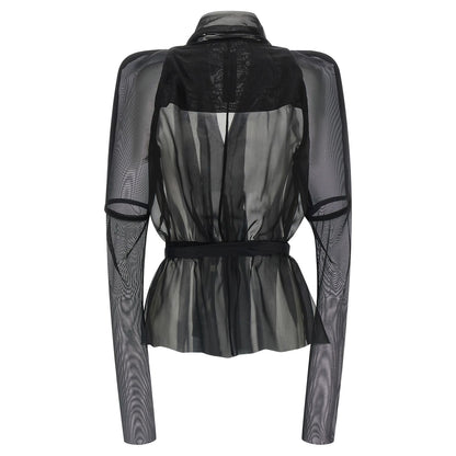 Rick Owens Black Silk Full-Length Jacket