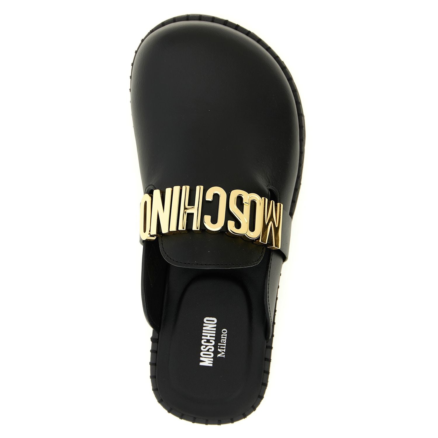 Moschino Black Calfskin Clogs