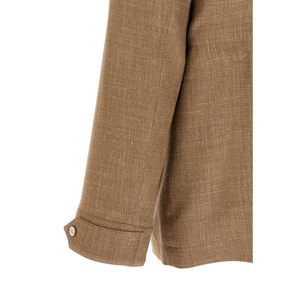 Herno Beige Wool Full-Length Jacket