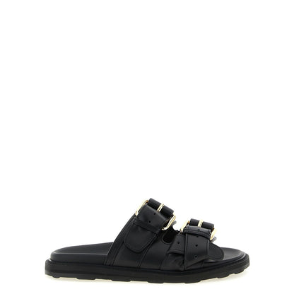 Moschino Black Calfskin Slides