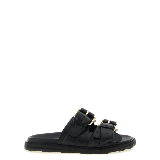 Moschino Black Calfskin Slides