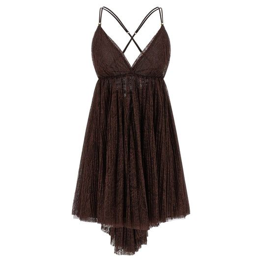 Elisabetta Franchi Brown Polyamide Short Dress