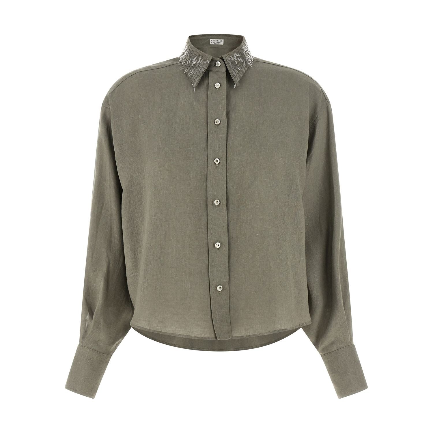 Brunello Cucinelli Bicolor Linen Blouse