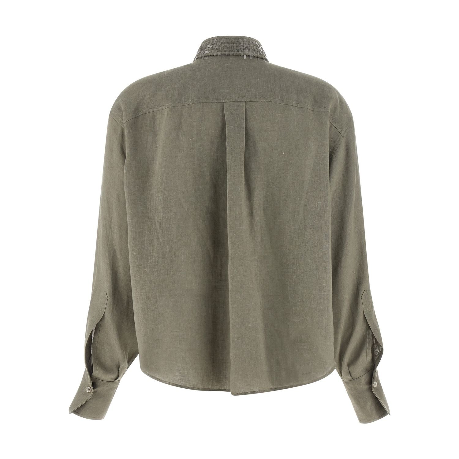 Brunello Cucinelli Bicolor Linen Blouse