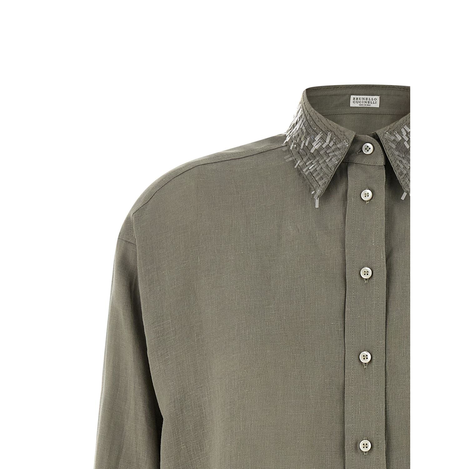 Brunello Cucinelli Bicolor Linen Blouse