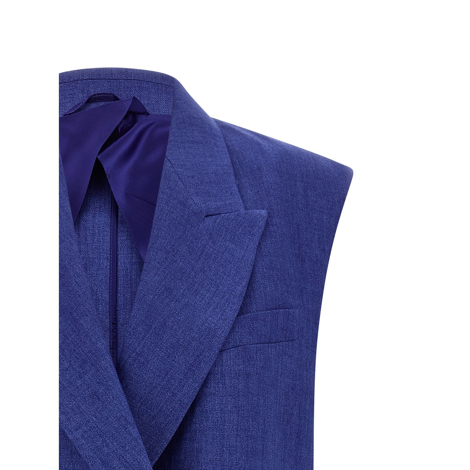 Max Mara Blue Linen Sleeveless Jacket