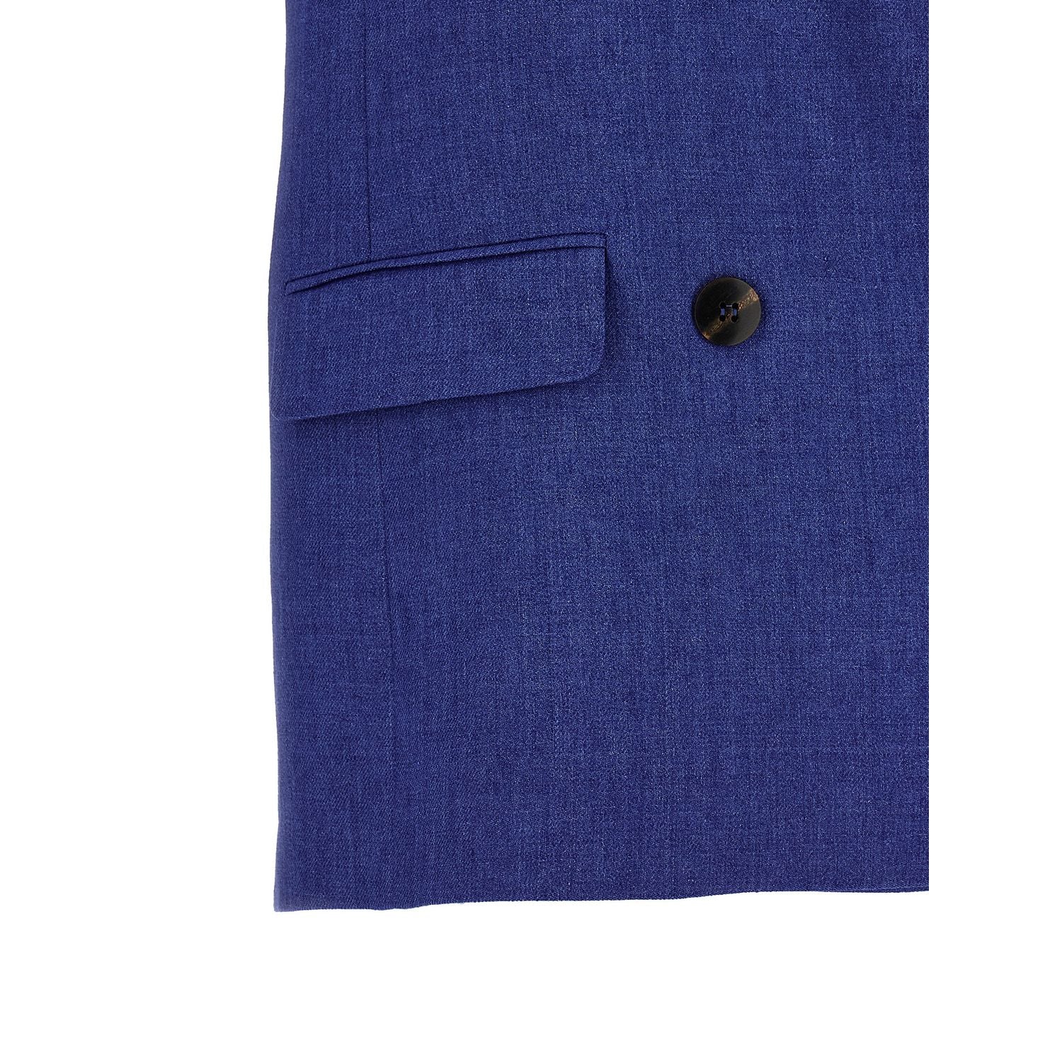 Max Mara Blue Linen Sleeveless Jacket