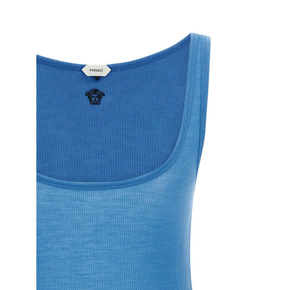 Versace Blue Virgin Wool Tank Tops