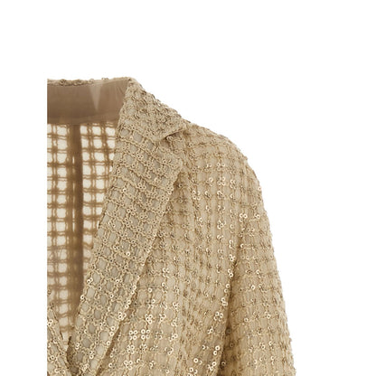 Brunello Cucinelli Beige Silk Blazer