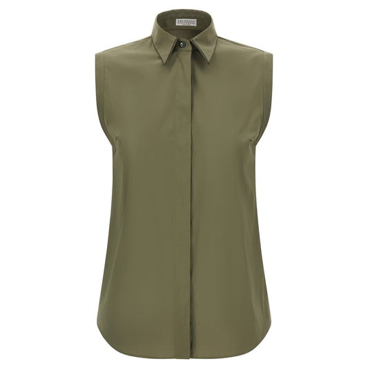 Brunello Cucinelli Bicolor Cotton Blouse
