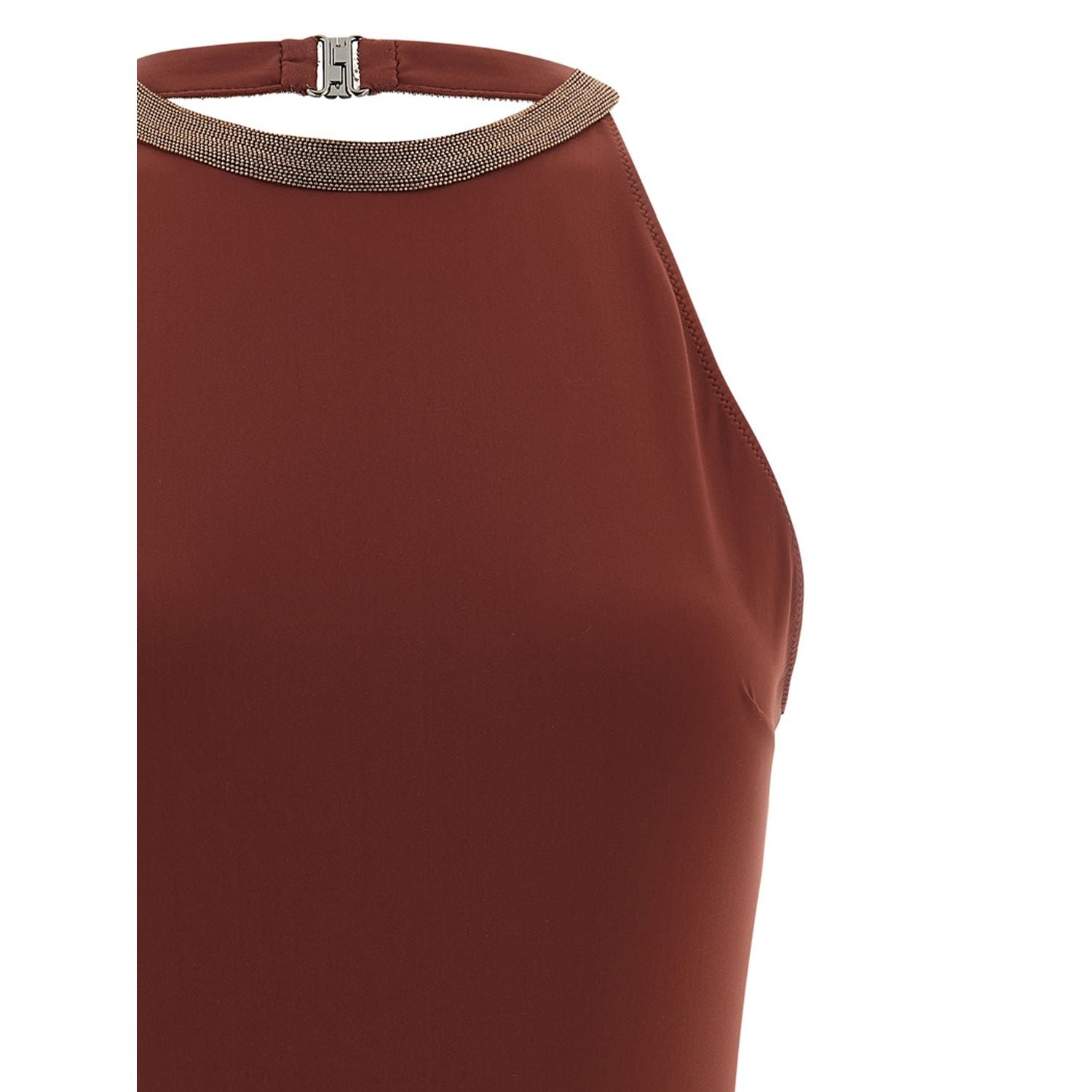 Brunello Cucinelli Bordeaux Polyamide One-Piece Swimsuit