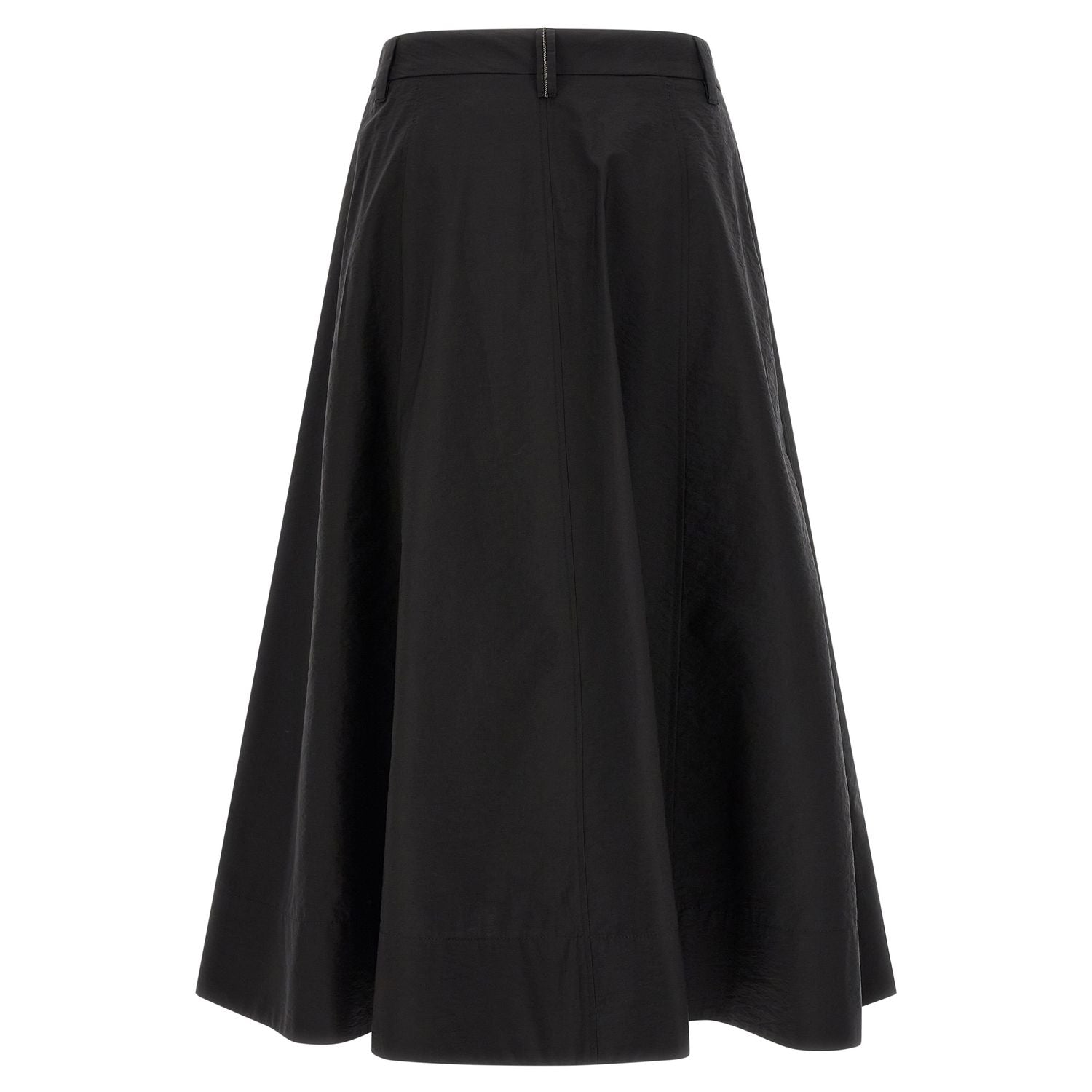 Brunello Cucinelli Black Cotton Midi Skirt