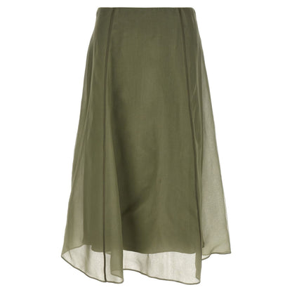 Brunello Cucinelli Bicolor Silk Midi Skirt