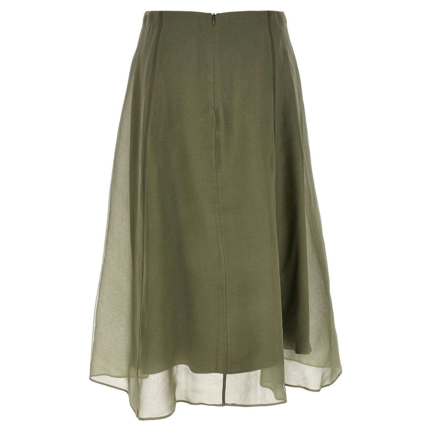 Brunello Cucinelli Bicolor Silk Midi Skirt