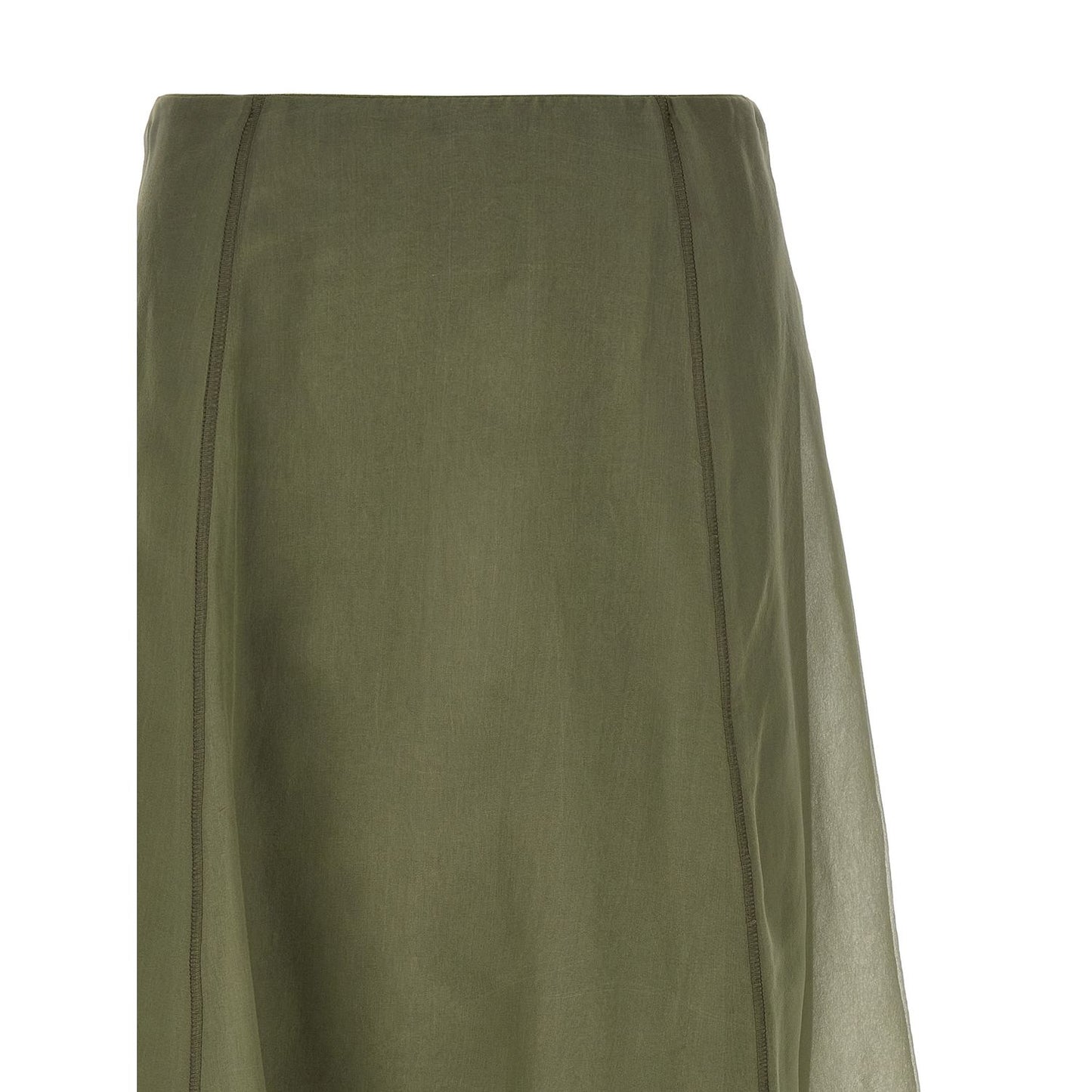Brunello Cucinelli Bicolor Silk Midi Skirt