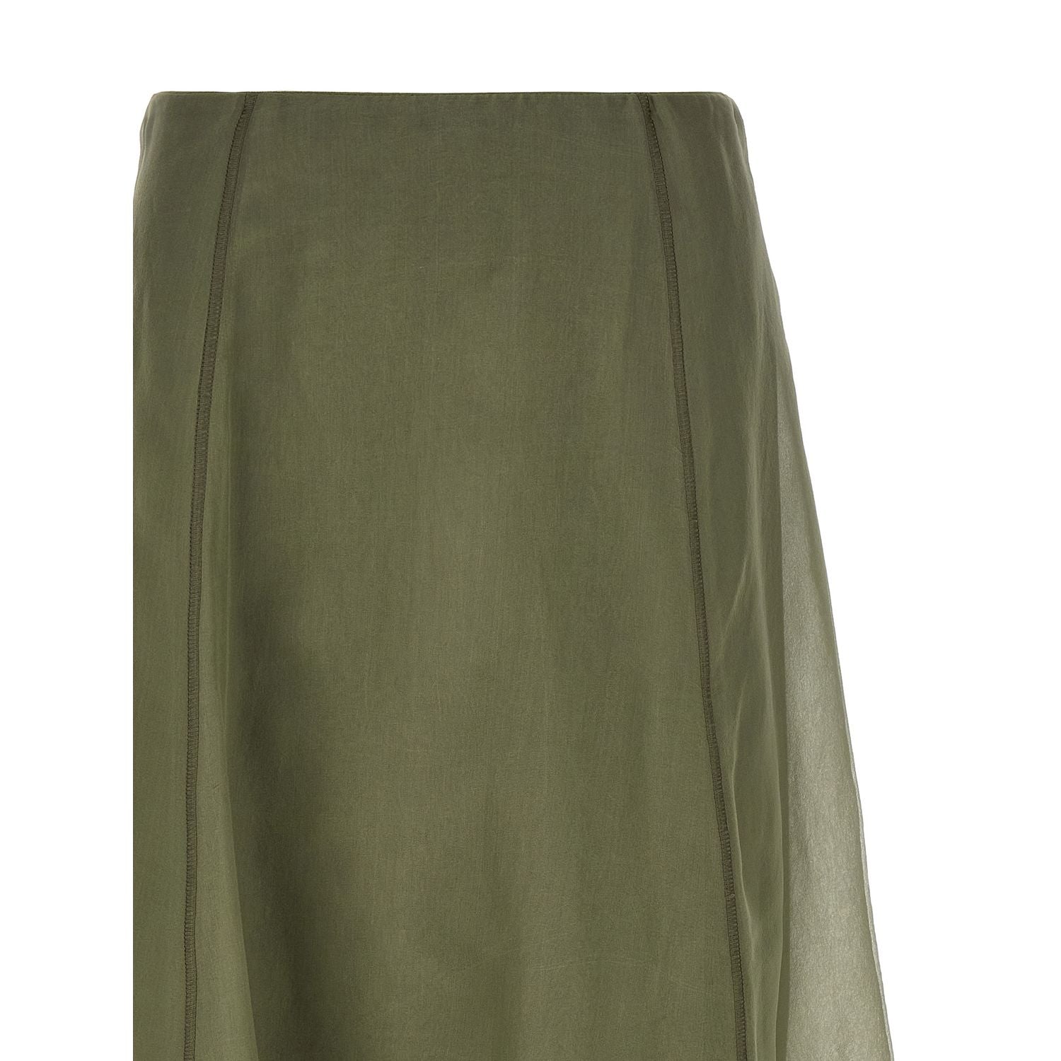 Brunello Cucinelli Bicolor Silk Midi Skirt