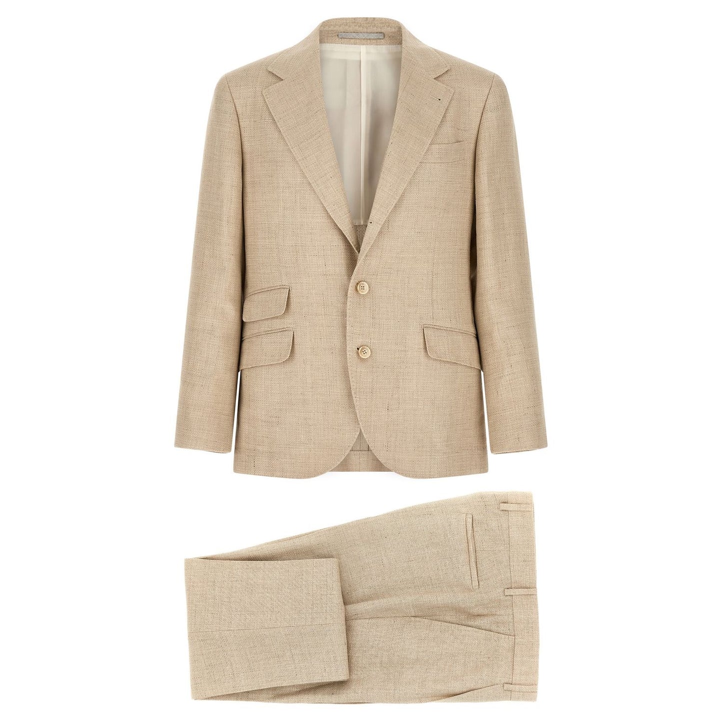 Brunello Cucinelli Beige Silk Two-Piece Suit