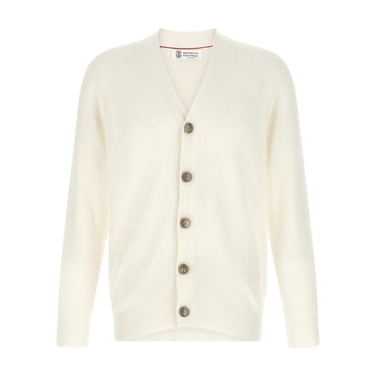 Brunello Cucinelli White Cotton Cardigan