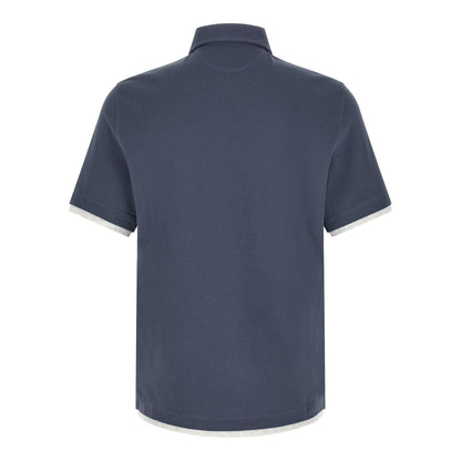 Brunello Cucinelli Blue Cotton Polo Shirt