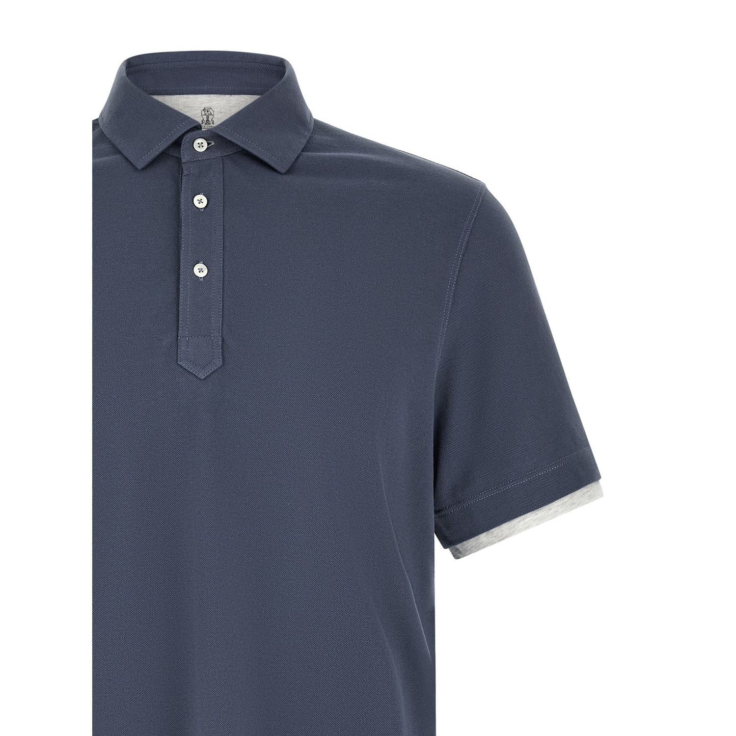 Brunello Cucinelli Blue Cotton Polo Shirt