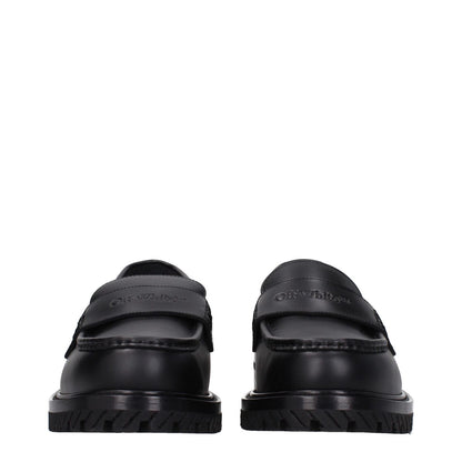 Off-White Black Leather Slip-On Loafers