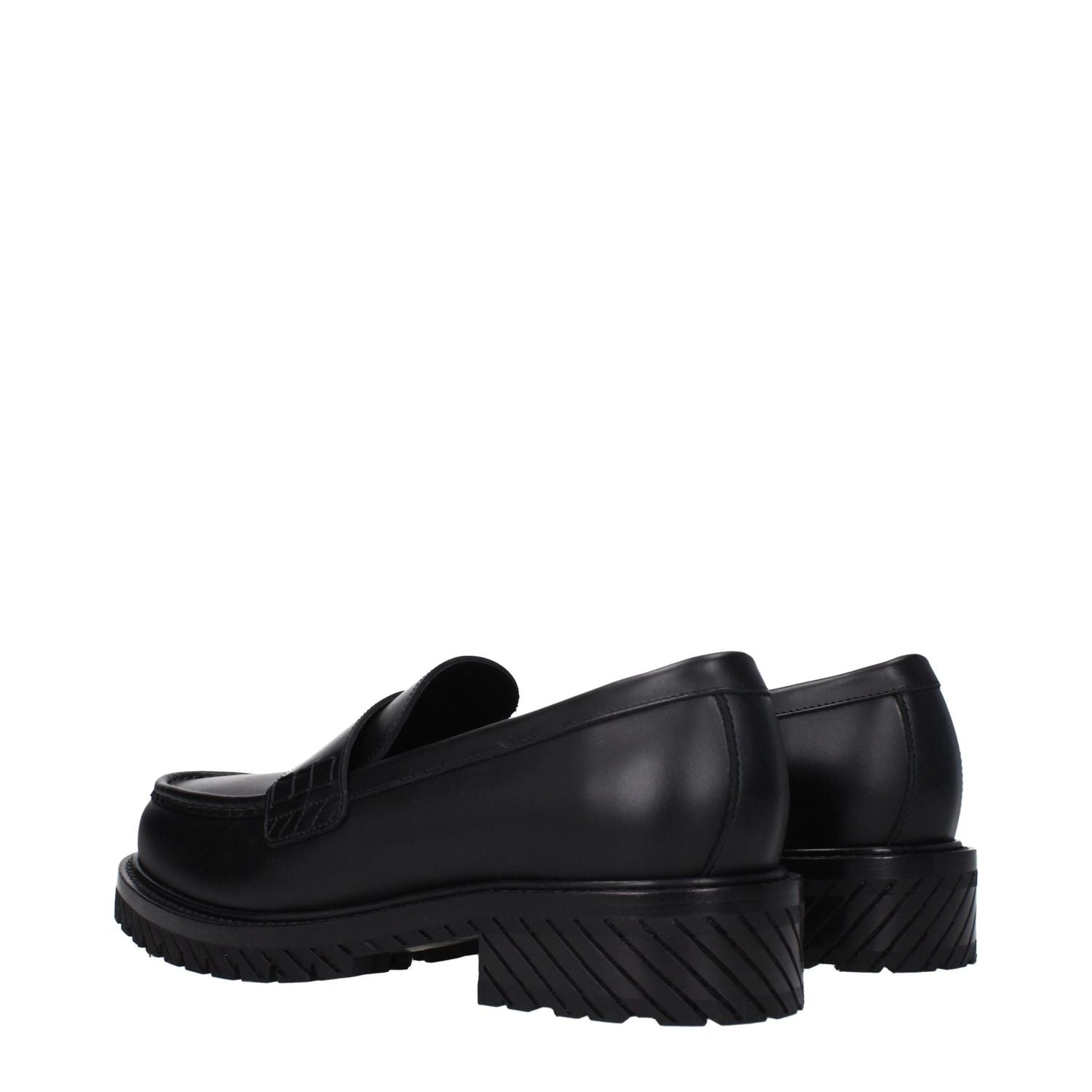 Off-White Black Leather Slip-On Loafers