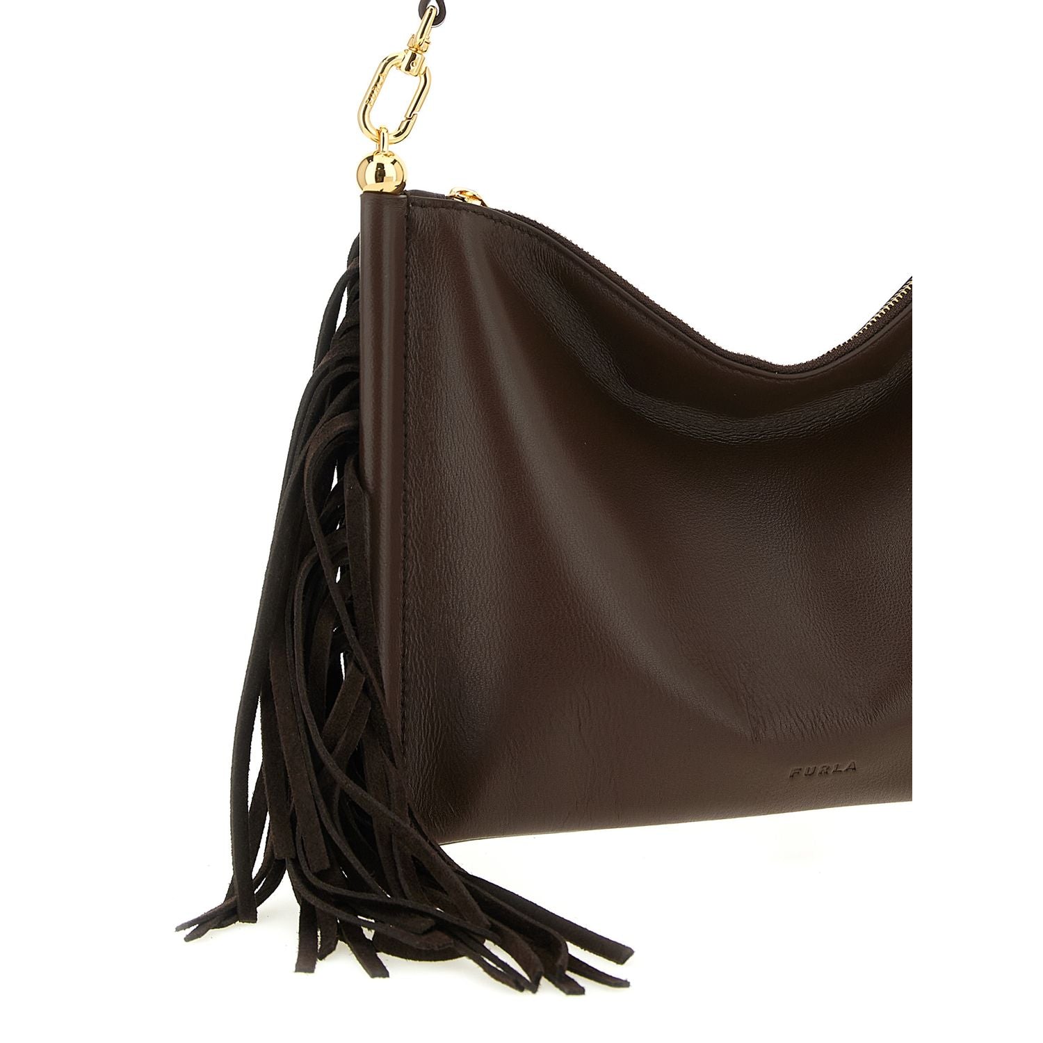 Furla Brown Lamb Leather Shoulder Bag