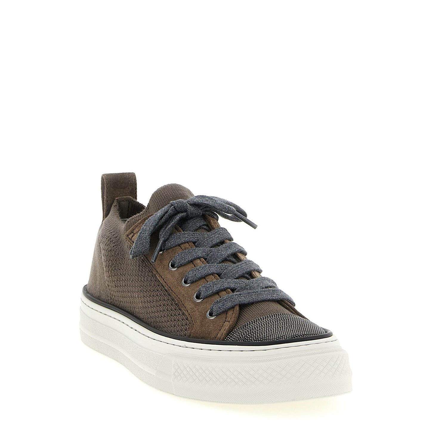 Brunello Cucinelli Brown Cotton Low Top Sneakers