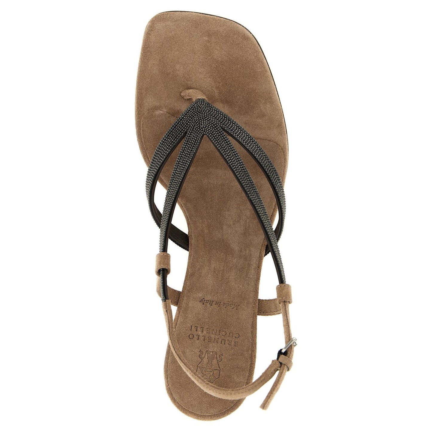 Brunello Cucinelli Beige Lamb Leather Flat Sandals