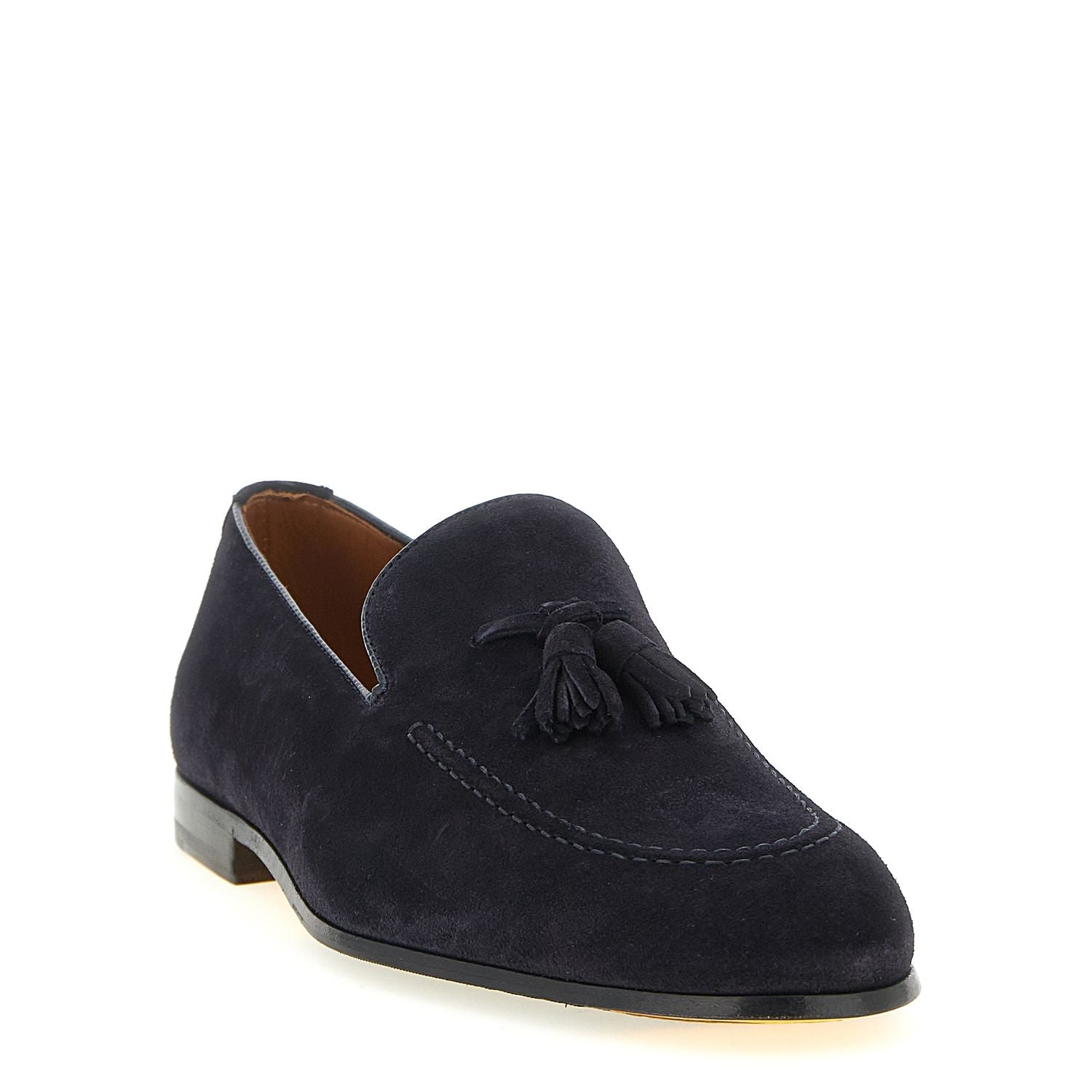 Doucal's Blue Calfskin Slip-On Loafers