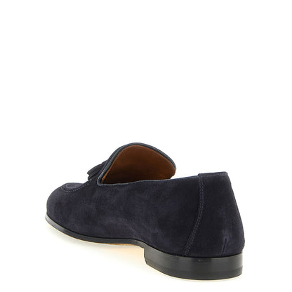 Doucal's Blue Calfskin Slip-On Loafers