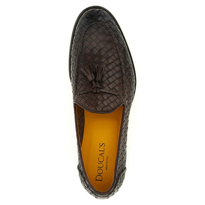 Doucal's Brown Calfskin Slip-On Loafers