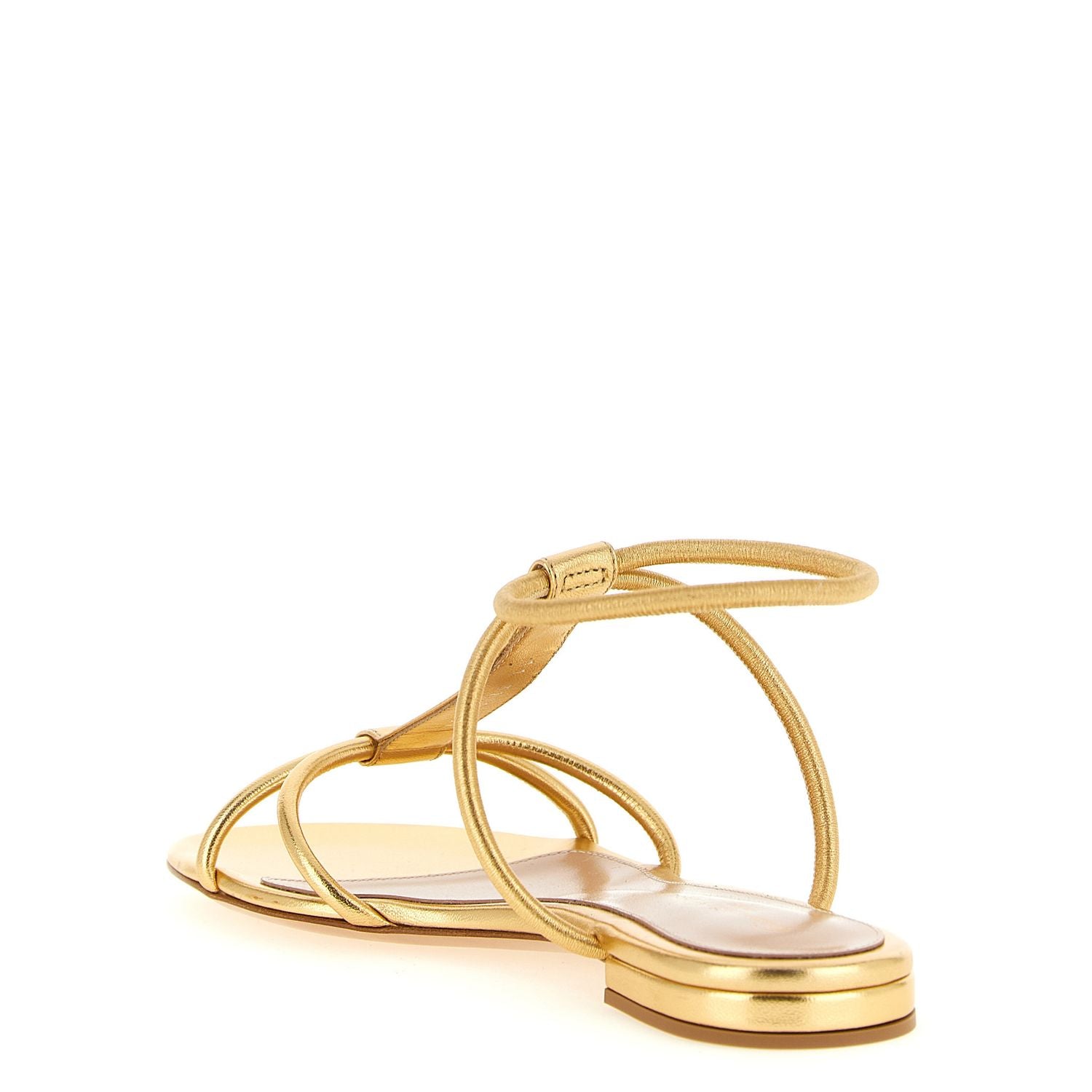 Gianvito Rossi Gold Lamb Leather Flat Sandals