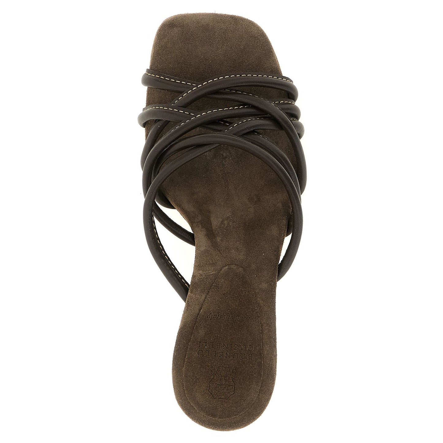 Brunello Cucinelli Brown Leather Stiletto Heel Sandals