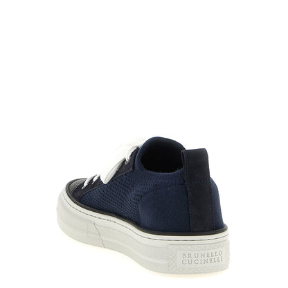 Brunello Cucinelli Blue Cotton Low Top Sneakers