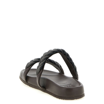 Brunello Cucinelli Brown Leather Slides