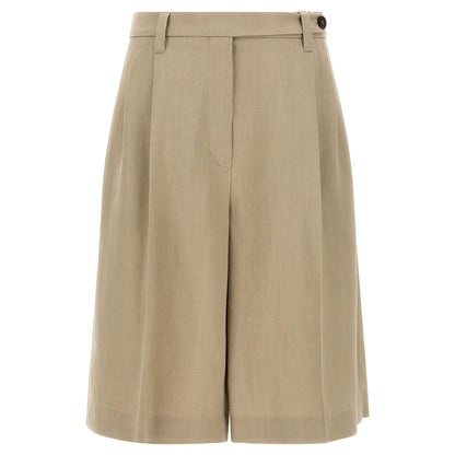 Brunello Cucinelli Beige Viscose Bermuda Shorts